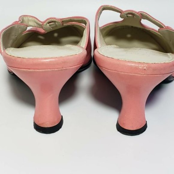 Franco Sarto Womens Mules Spool Heels Shoes Pink Cutout Round Toe Slip Ons 8.5 M - Picture 8 of 12